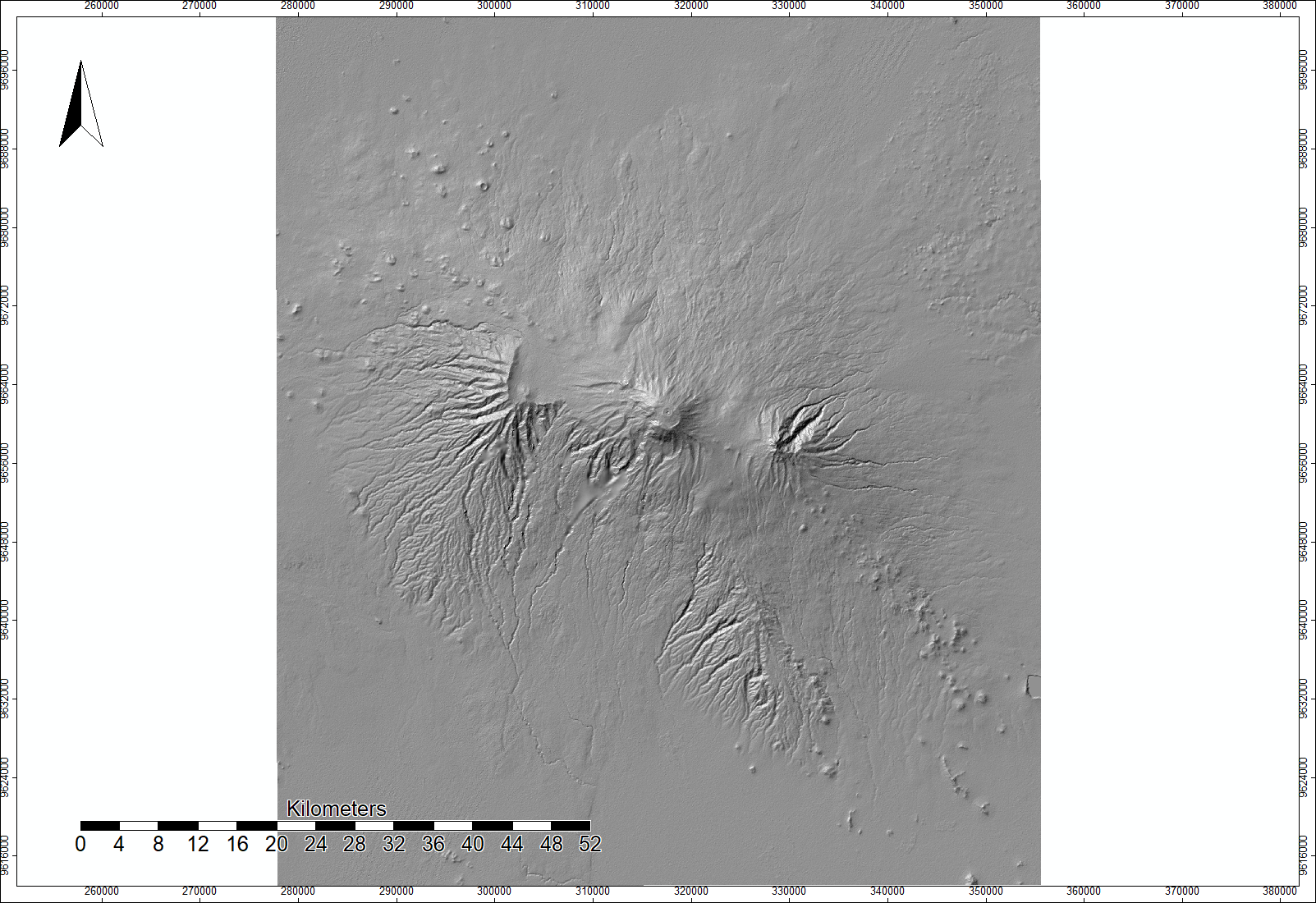 Hillshade model using original DEM